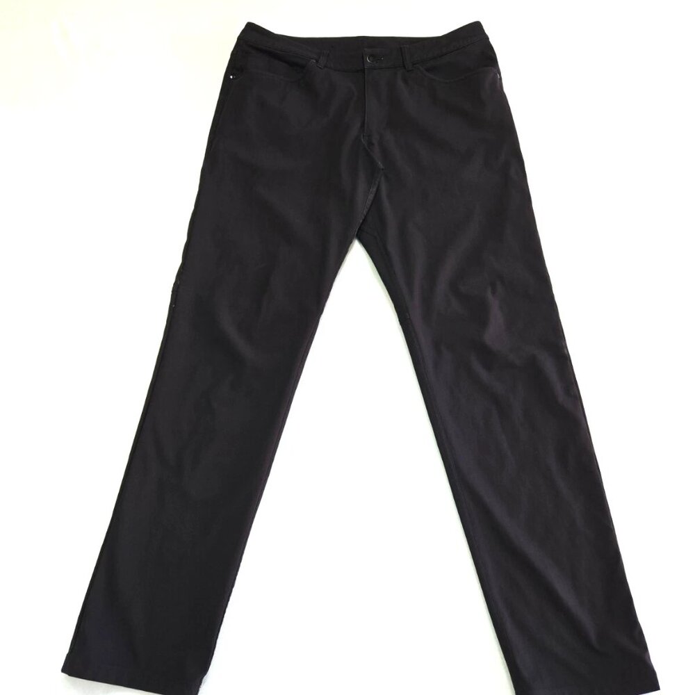 Lululemon Pants‎ Mens Size 33 Black Straight Chino Mid Rise Stretch Flat Front
